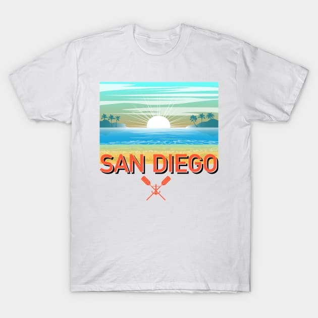 San Diego Design, with Orange Lettering T-Shirt by VelvetRoom